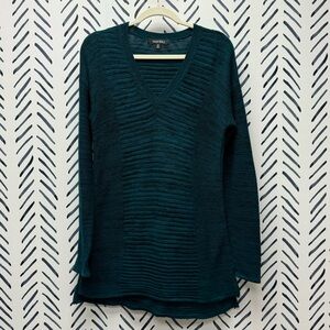 Ellen Tracy Teal & Black Tunic Length Sweater - M